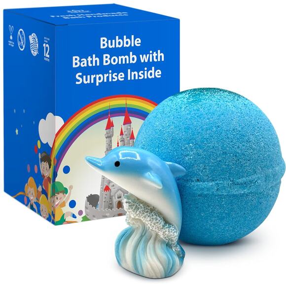Dolphin Toy Bath Bomb for Kids with Surprise Inside - Picture 1 of 6